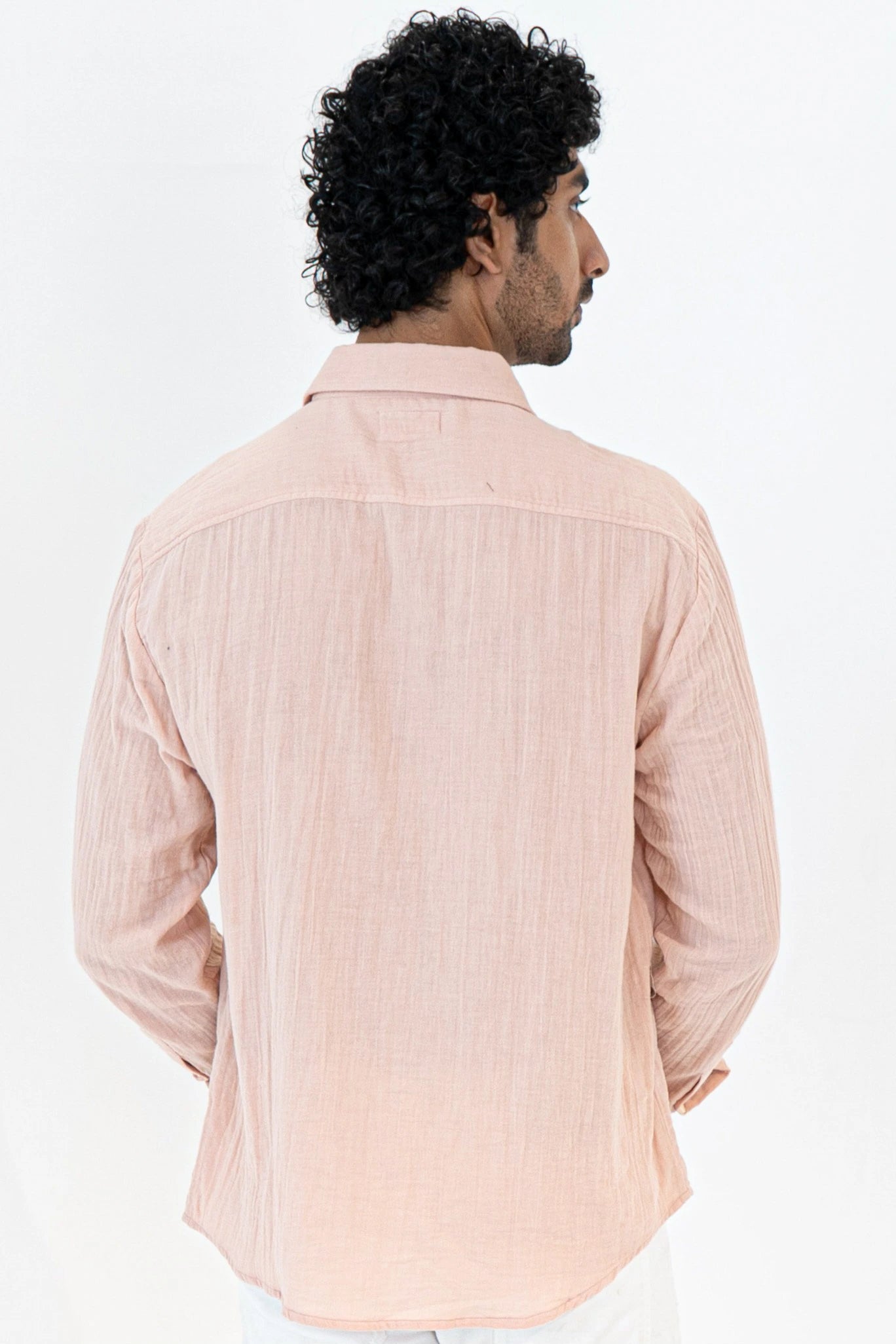Light Peach Crinkle Gauge Shirt