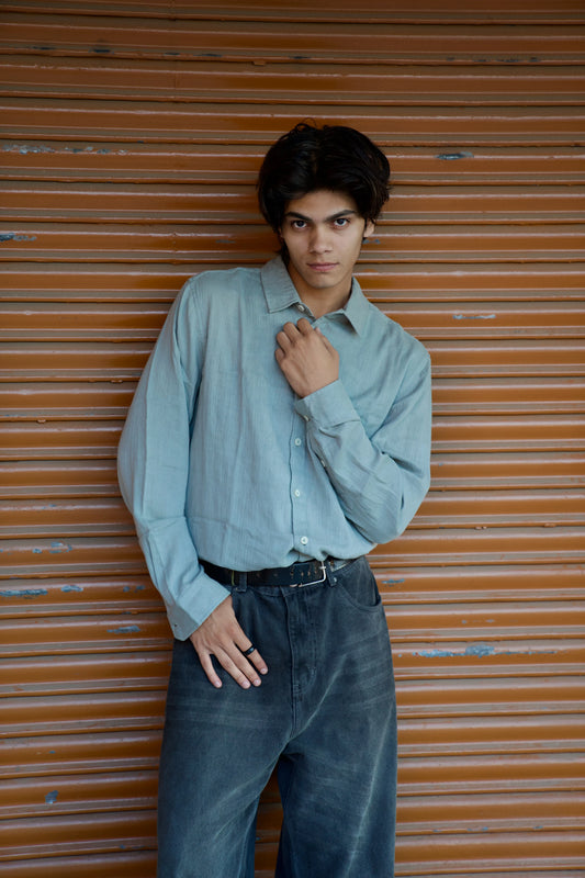 Grey Crinkle Gauge Shirt