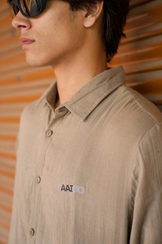 Khaki Green Crinkle Gauge Shirt