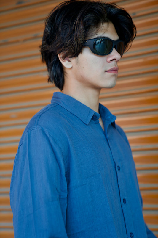 Rusty Blue Crinkle Gauge Shirt