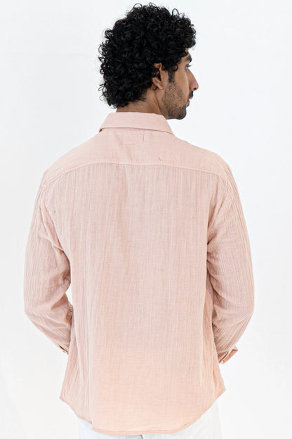 Light Peach Crinkle Gauge Shirt