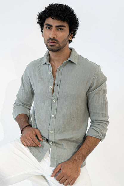 Grey Crinkle Gauge Shirt
