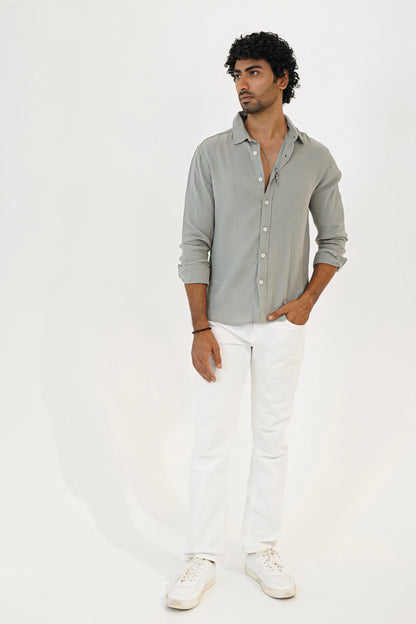 Grey Crinkle Gauge Shirt