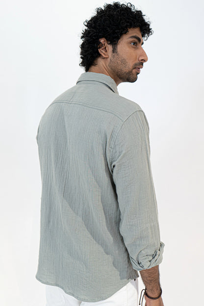Grey Crinkle Gauge Shirt