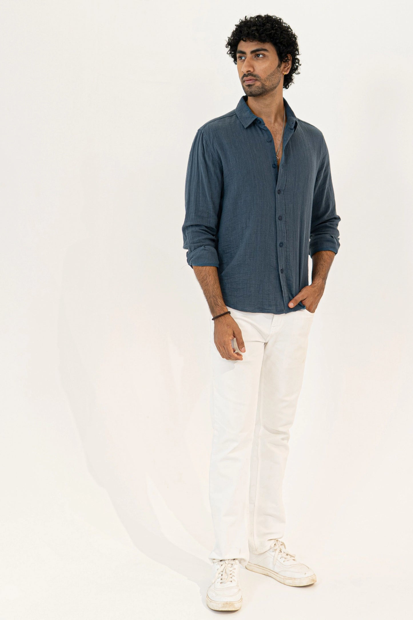 Rusty Blue Crinkle Gauge Shirt