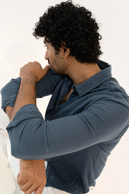 Rusty Blue Crinkle Gauge Shirt