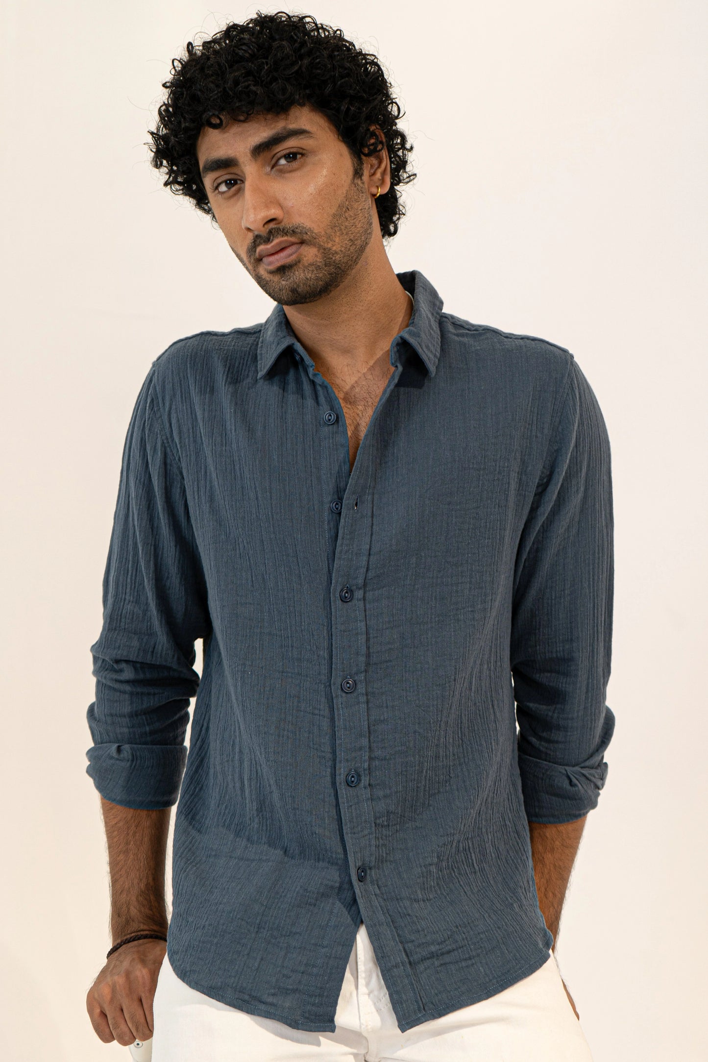 Rusty Blue Crinkle Gauge Shirt