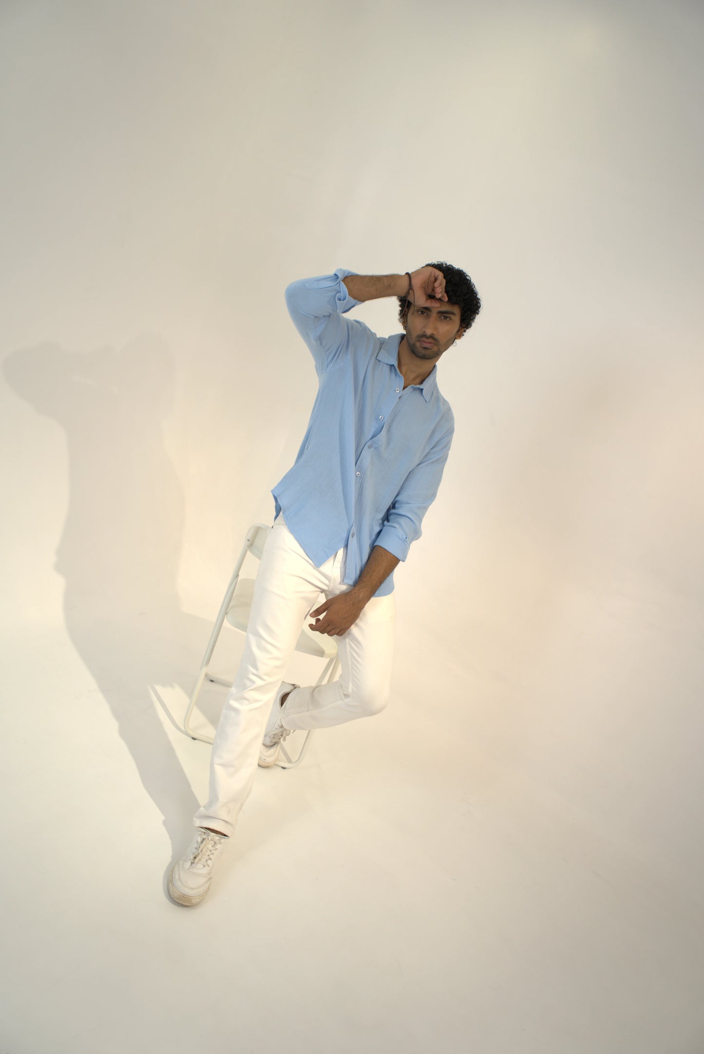 Sky Blue Crinkle Gauge Shirt