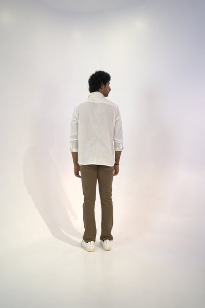 White Crinkle Gauge Shirt