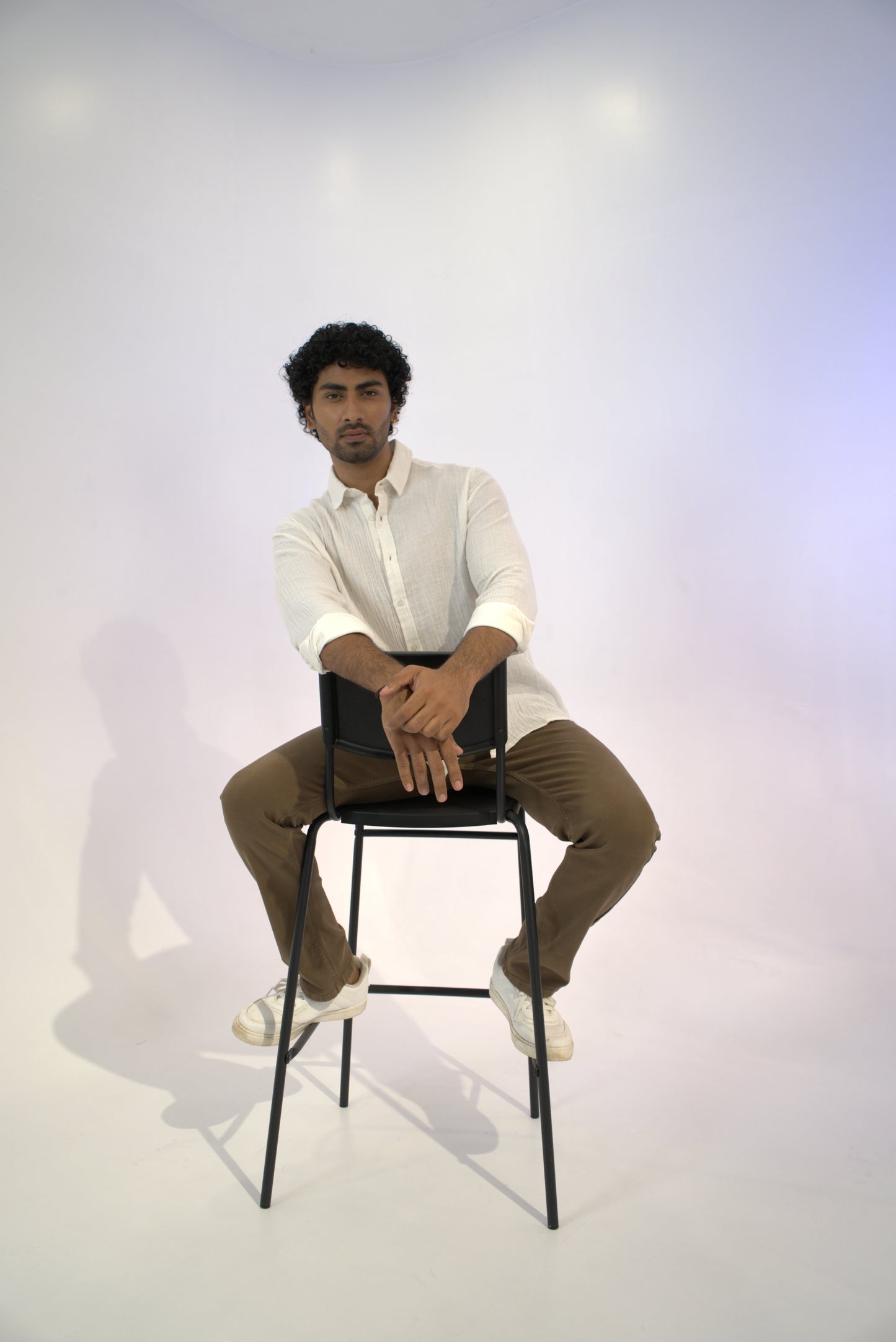 White Crinkle Gauge Shirt