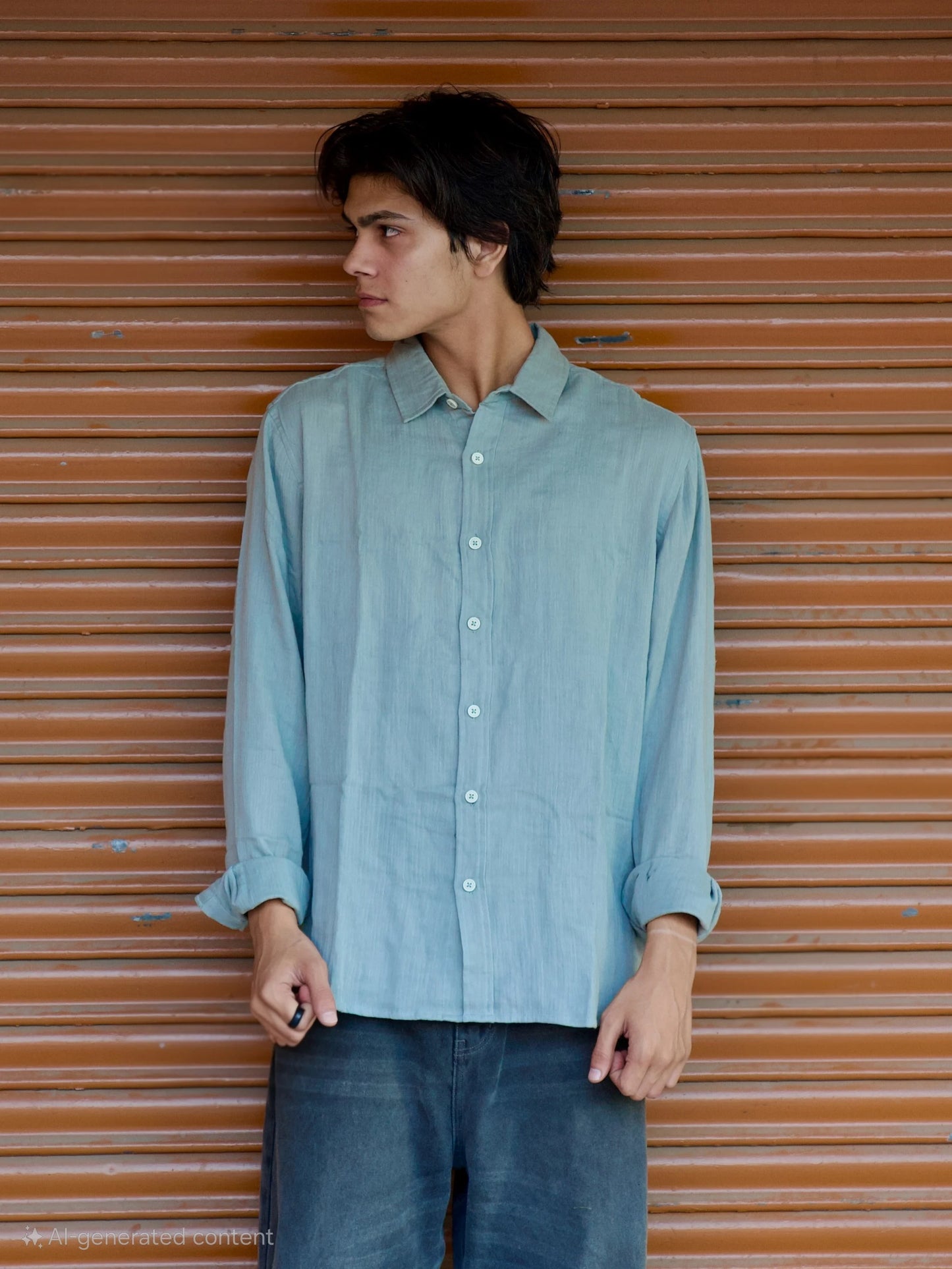 Grey Crinkle Gauge Shirt