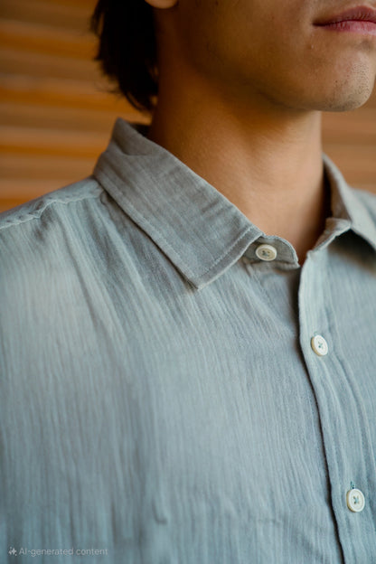Grey Crinkle Gauge Shirt