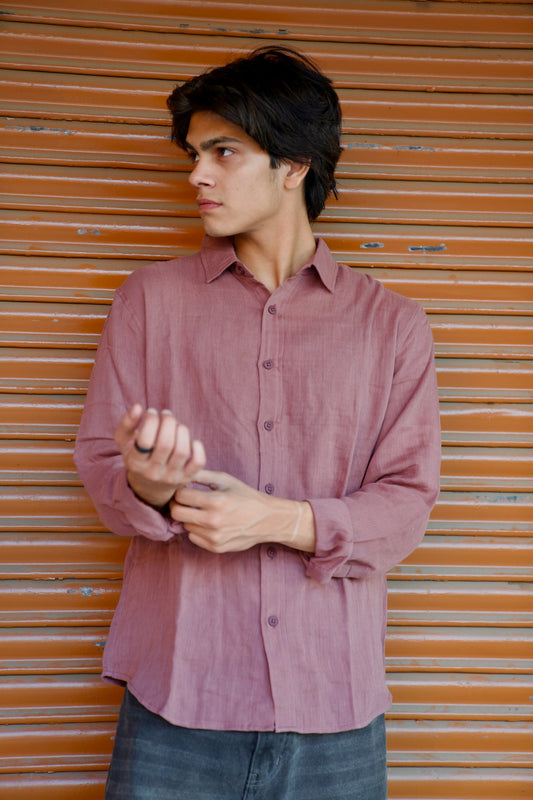 Plum Crinkle Gauge Shirt