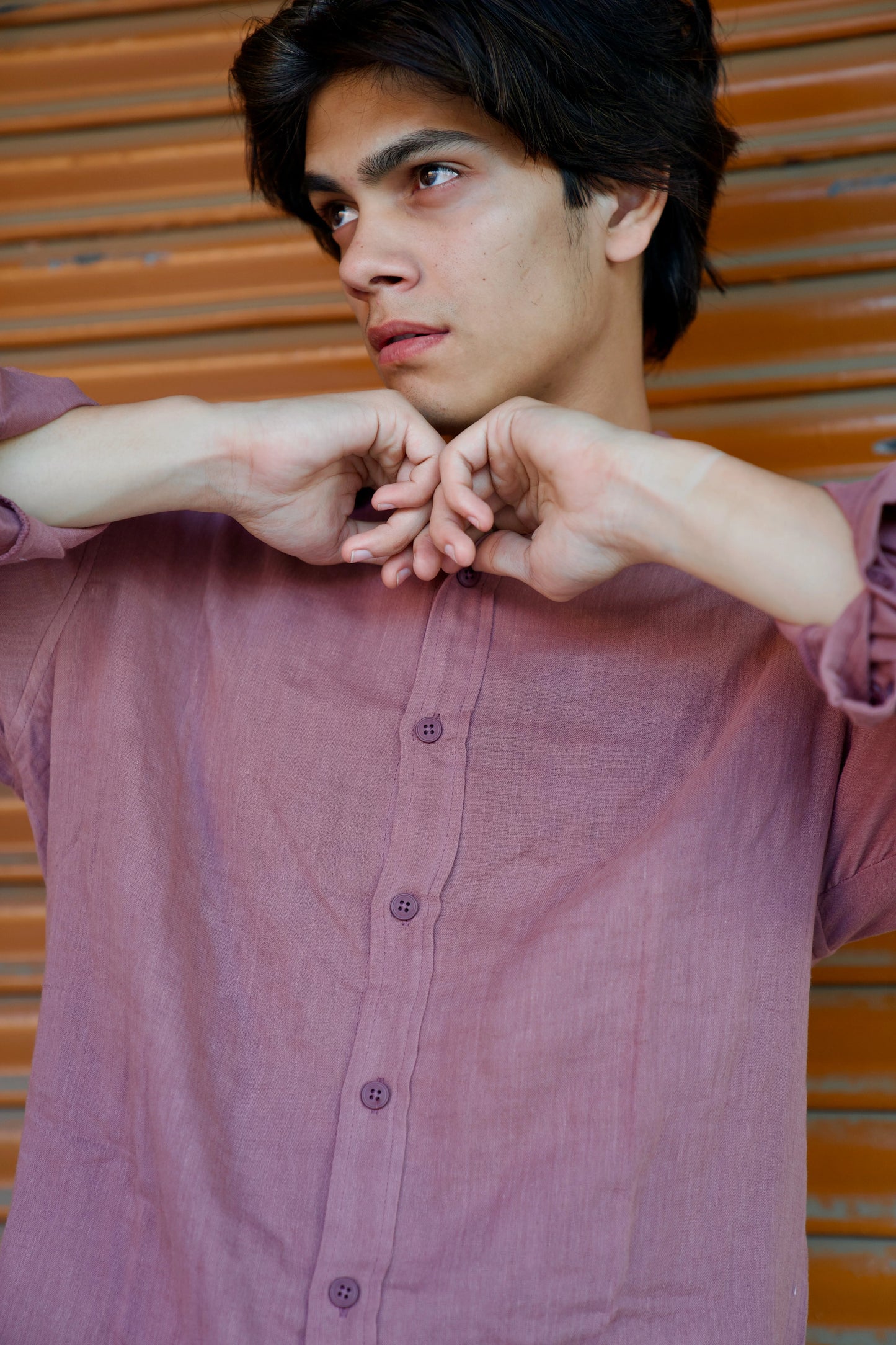 Plum Crinkle Gauge Shirt