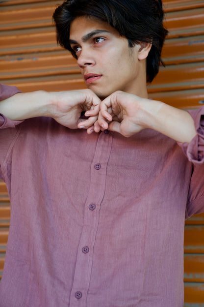 Plum Crinkle Gauge Shirt