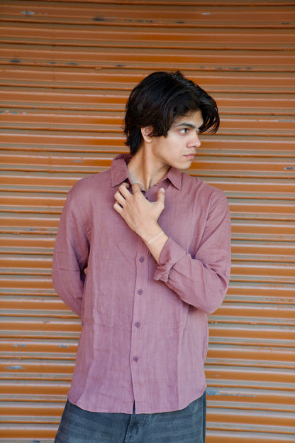 Plum Crinkle Gauge Shirt