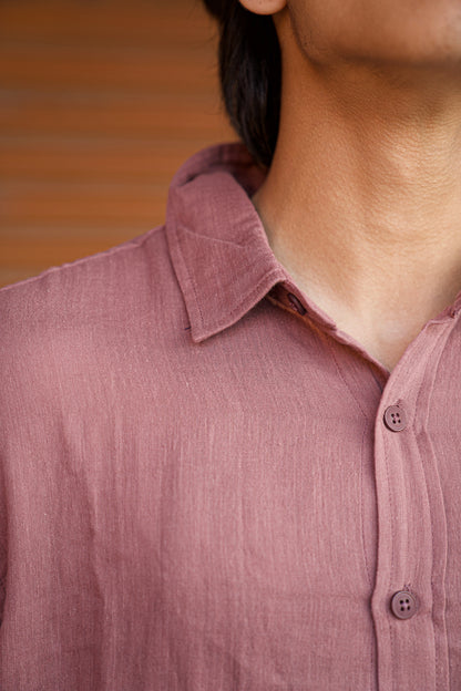 Plum Crinkle Gauge Shirt