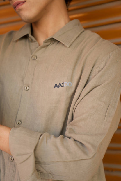 Khaki Green Crinkle Gauge Shirt