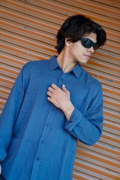 Rusty Blue Crinkle Gauge Shirt