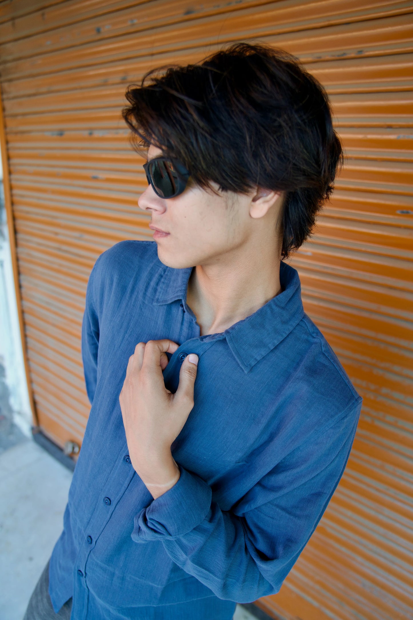 Rusty Blue Crinkle Gauge Shirt