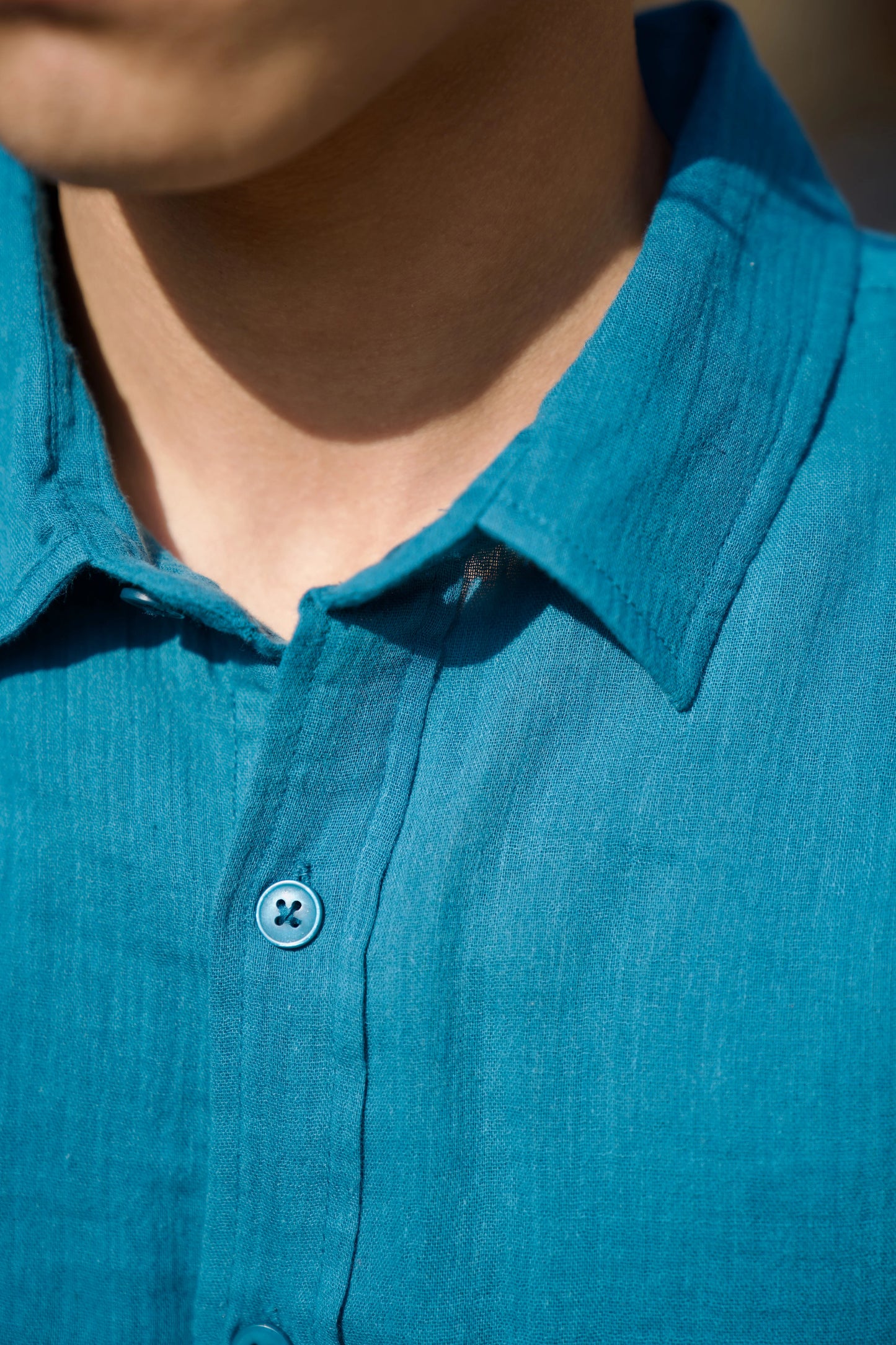 Teal Crinkle Gauge Shirt