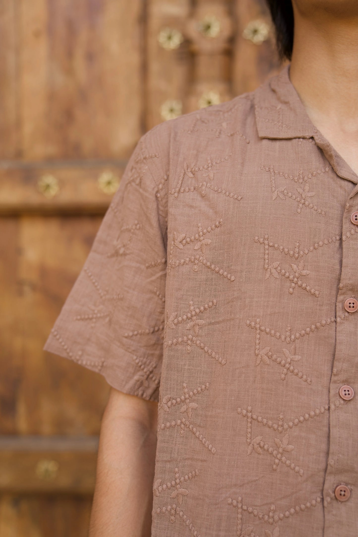 Embroidery Brown Men's Co-Ord Set