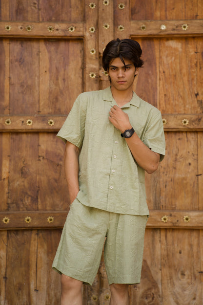 Embroidery Green Men's Co-Ord Set